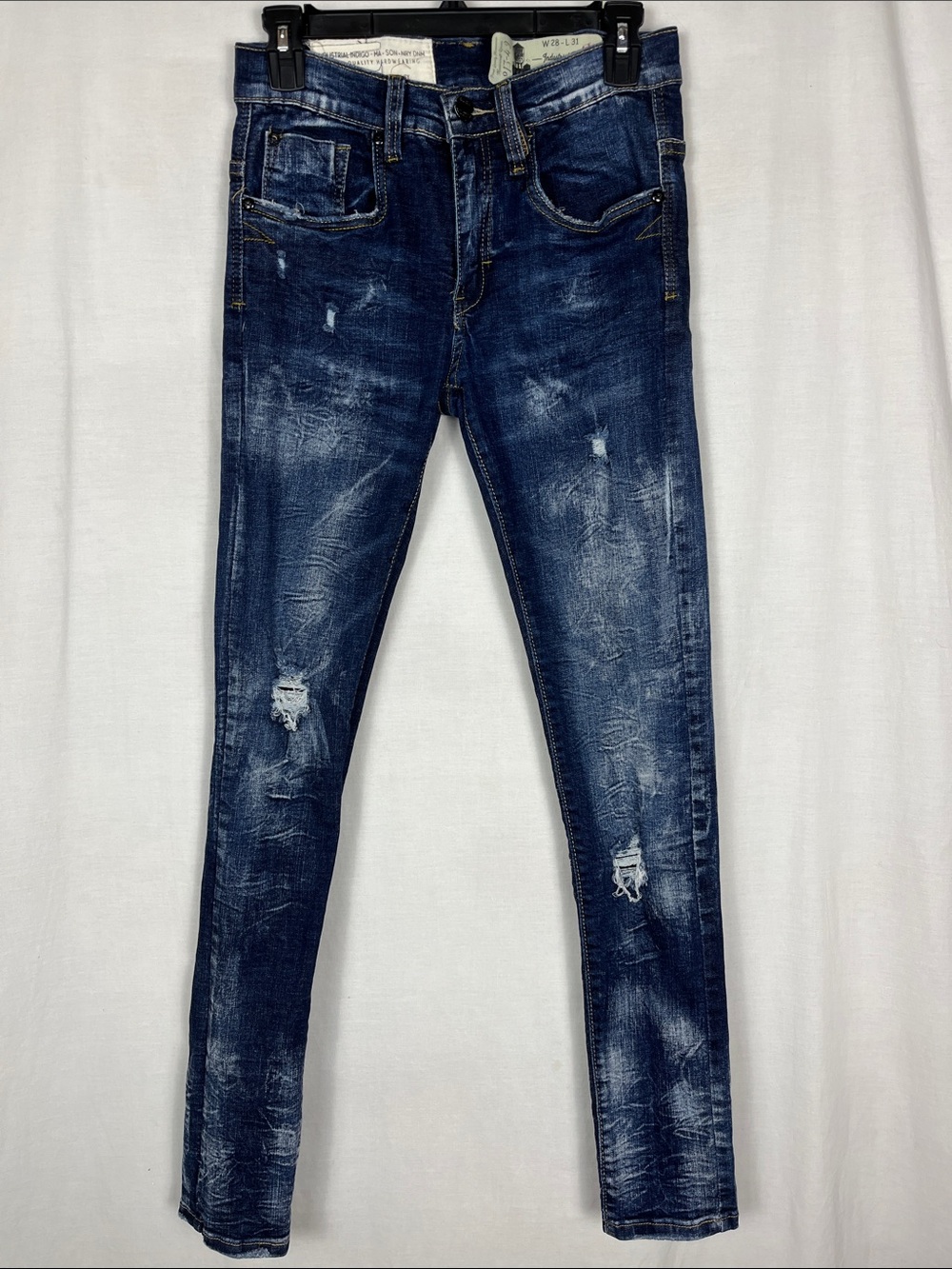 Industrial Indigo Mastercraft Union Distressed Blue Skinny Jeans